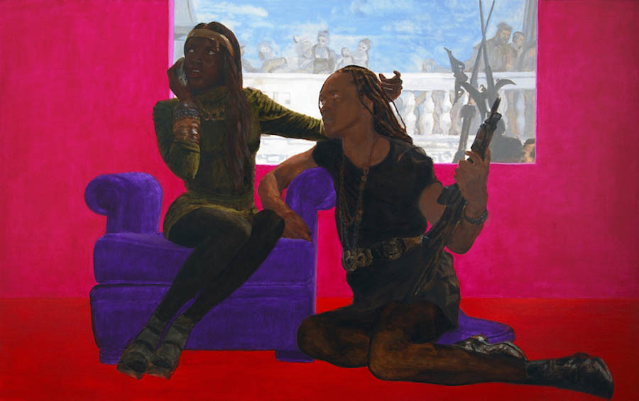 Drama Queen: Scenes From The Life Of Njinga Mbandi (2010, oil on linen, 160 x 100 cm, private collection)