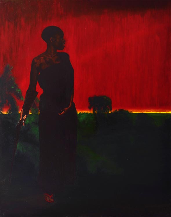 Yaa Asantewaa Inspecting The Dispositions at Ejisu (2012, oil on canvas, 210 x 165cm — Sindika Dokolo Collection)