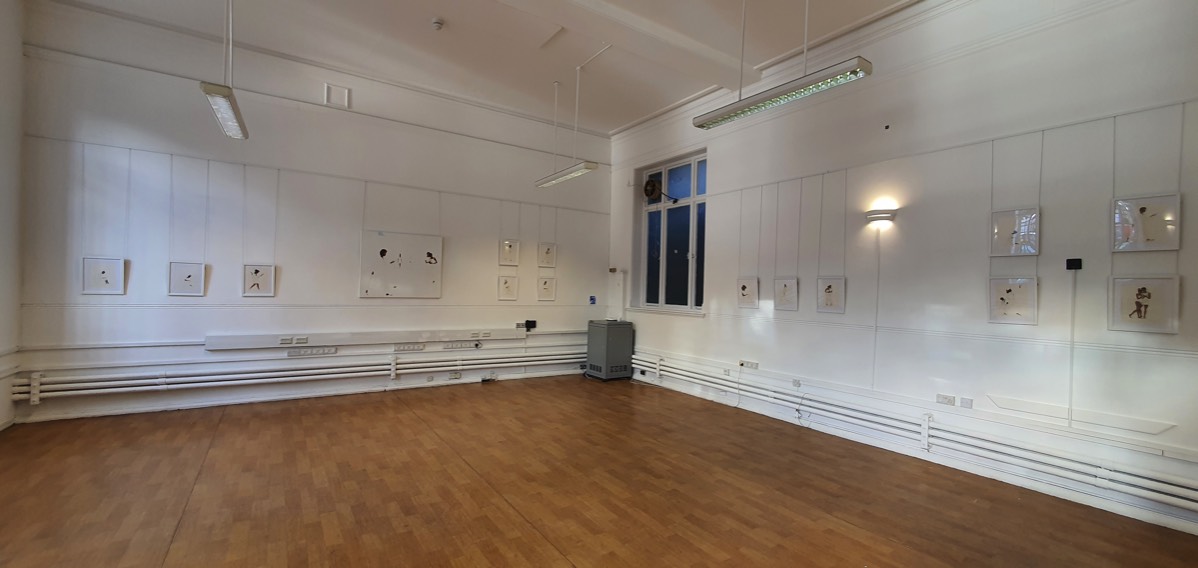 Installation view (a) of Kimathi Donkor: Notebooks at Brixton Tate Library, 2021. Photo K. Donkor
