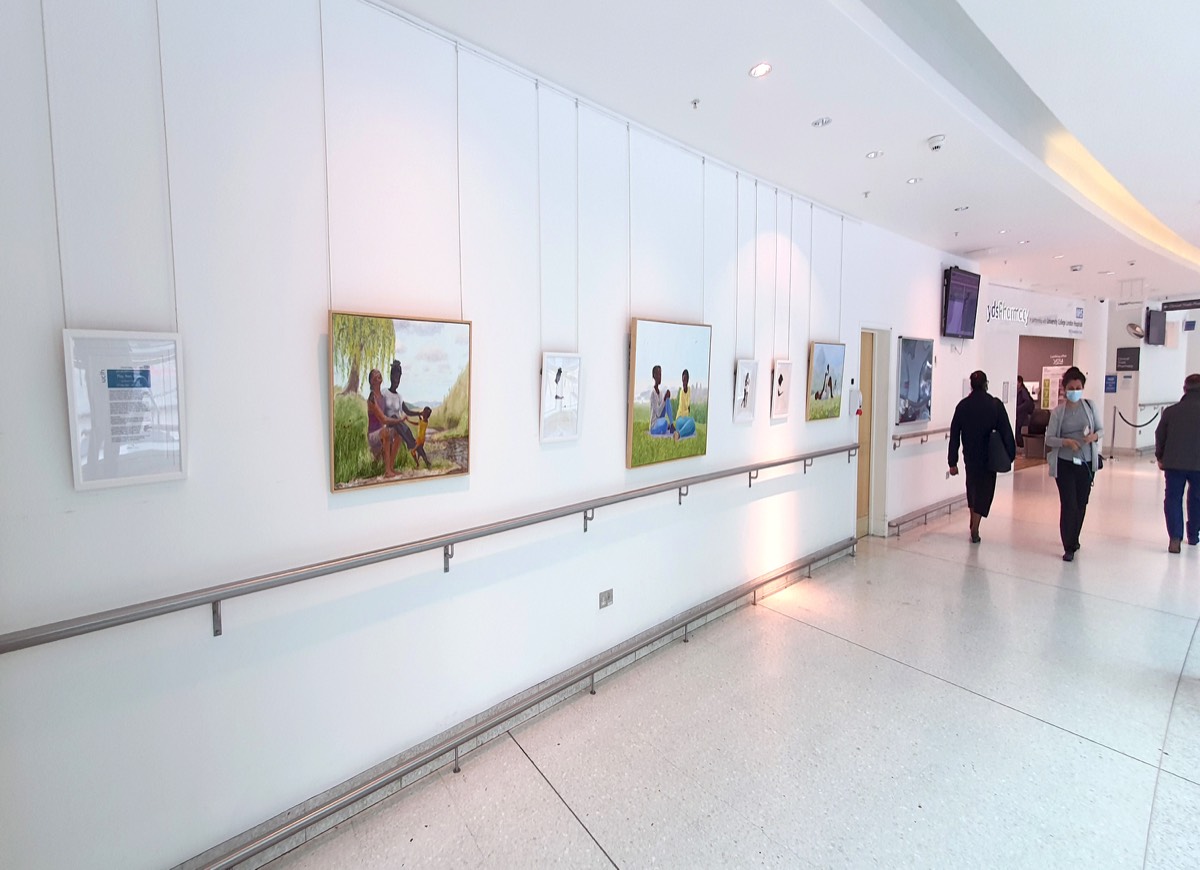 Installation view of Play, Rest, Work at University College London Hospital (b), 2022. Photo by Kimathi Donkor