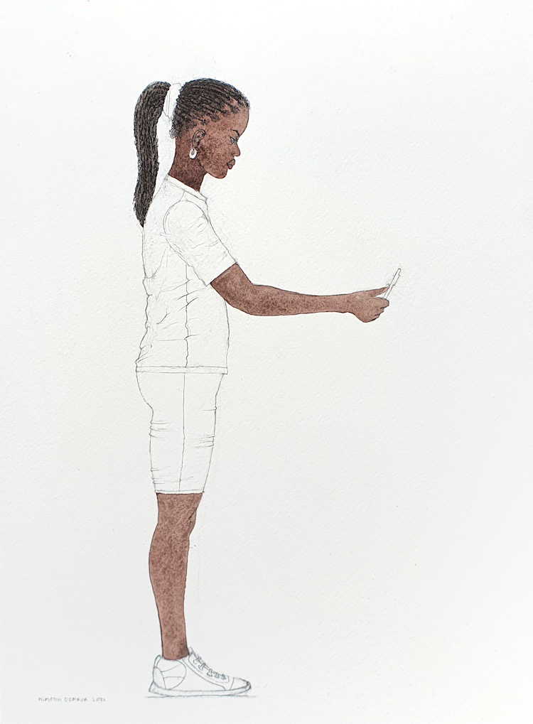 Kimathi Donkor, Notebook XXI (2018, graphite, ink and watercolour on paper, 31 x 23cm)