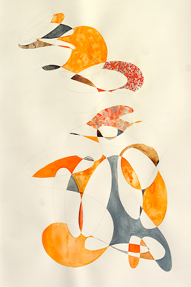 Curlicious (2026, watercolour and graphite on paper, 96.5 x 65cm)