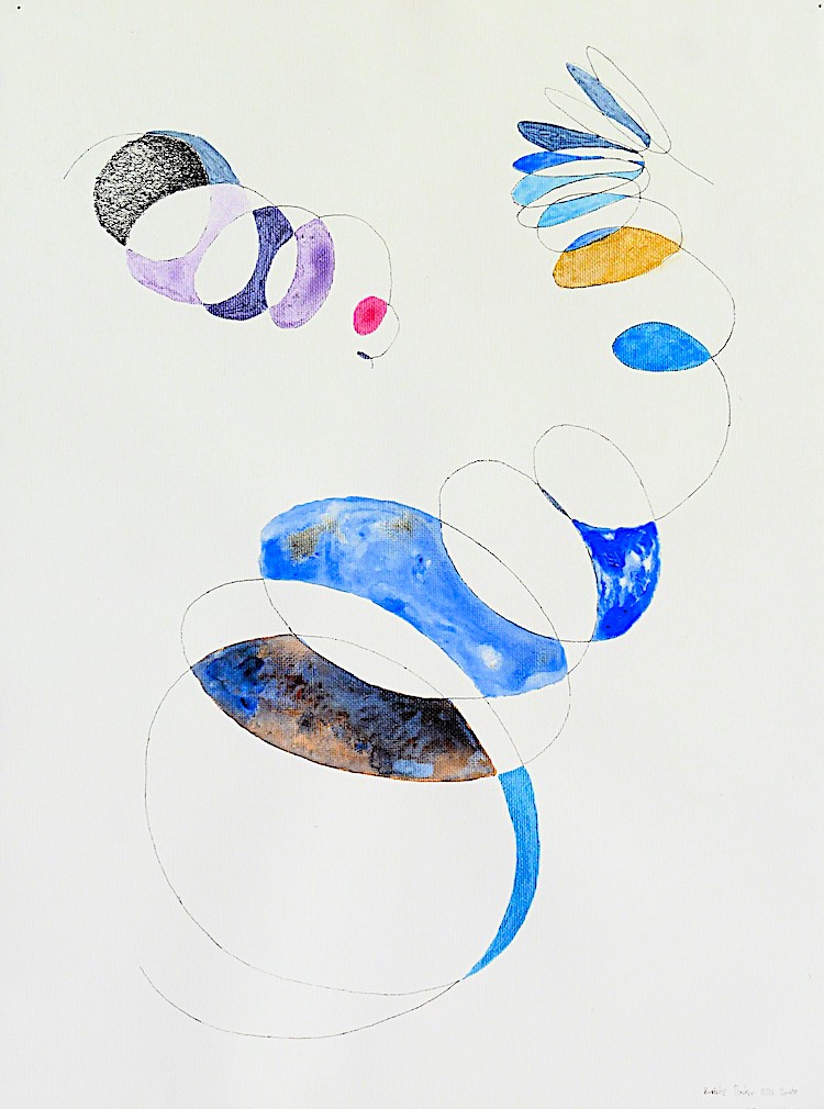 Orbit (2026, acrylic and ink on canvas, 46 x 61cm)
