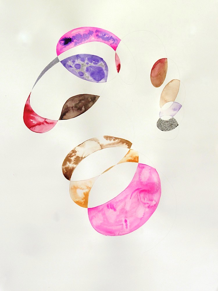 Twirly (2026, watercolour and graphite on paper, 46 x 61cm)Curvy (2026, watercolour and graphite on paper, 61 x 46cm)