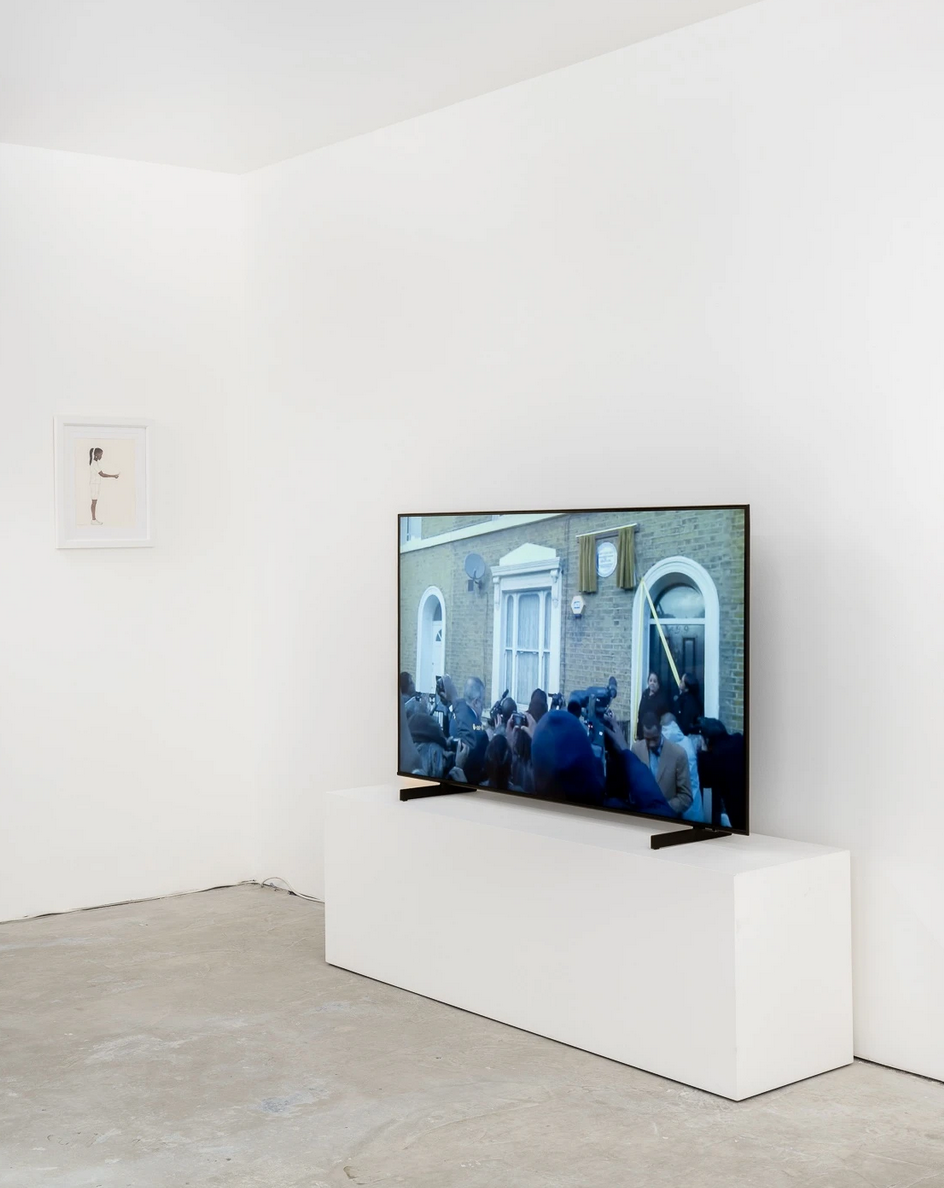 Kimathi Donkor, Black History Painting. Installation view at Niru Ratnam gallery, 2024. Photo courtesy Niru Ratnam.