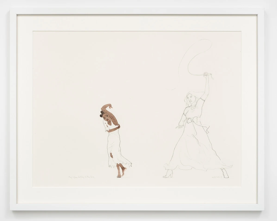 Mary Ingham Dictating to Mary Prince) (2023 watercolour, ink and graphite on Arches paper 39.5 x 49.5 cm)