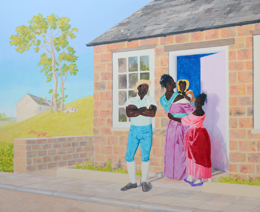Kimathi Donkor - The Miraculous Destiny of James Somerset (2024, Acrylic on linen, 165 x 200cm)